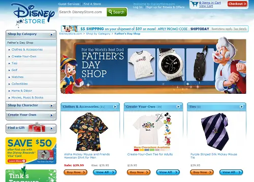 Disney Store Father's Day Shop is now open