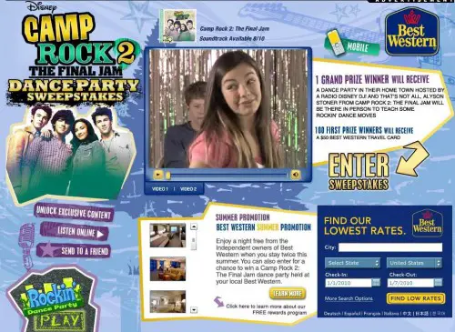 Camp Rock 2 The Final Jam Dance Party Sweepstakes