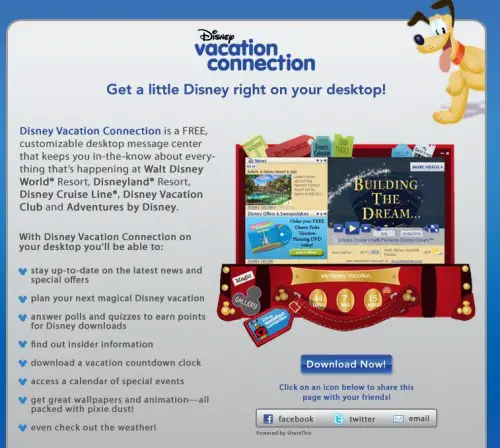 Disney Vacation Connection Desktop Widget Serves Up Planning Information