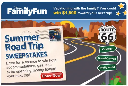 Disney Family Summer Road Trip Sweepstakes - Win $1500!