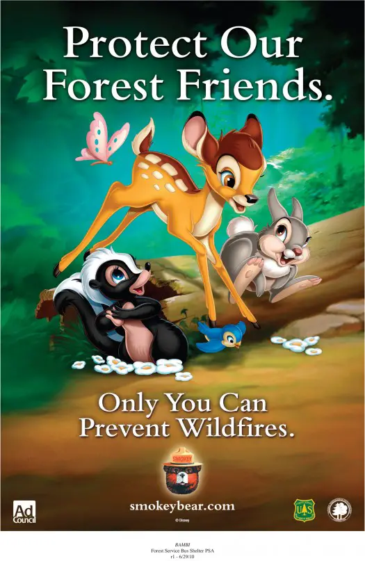 Smokey Bear & Disney’s Bambi Remind Americans “Only You Can Prevent Wildfires”