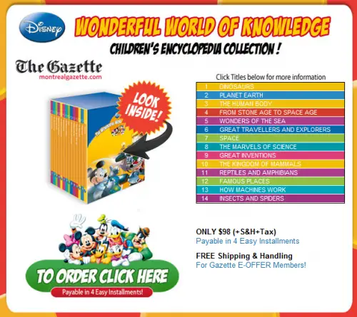 Disney ‘Wonderful World of Knowledge’ Box Set Offered by The Gazette as Perfect Kids’ Christmas Gift