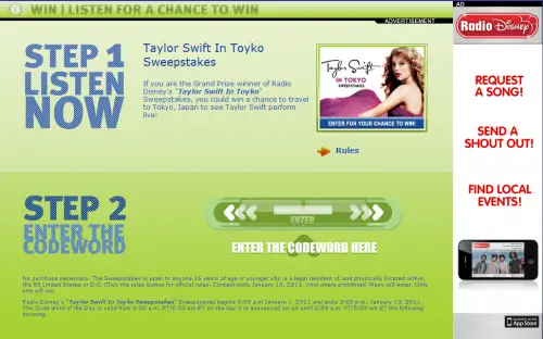 Radio Disney - Taylor Swift in Tokyo Sweepstakes