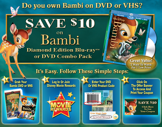 Save $10 on Bambi Diamond Edition Blu-ray or DVD Combo Pack