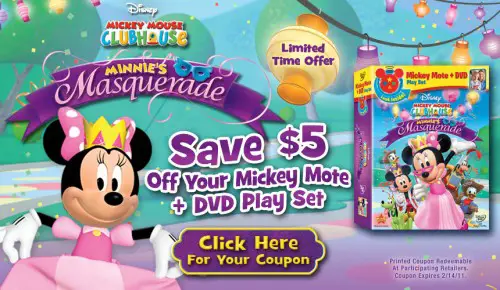 Save $5 Off Mickey Mouse Club House: Minnie’s Masquerade with Mickey Mote DVD