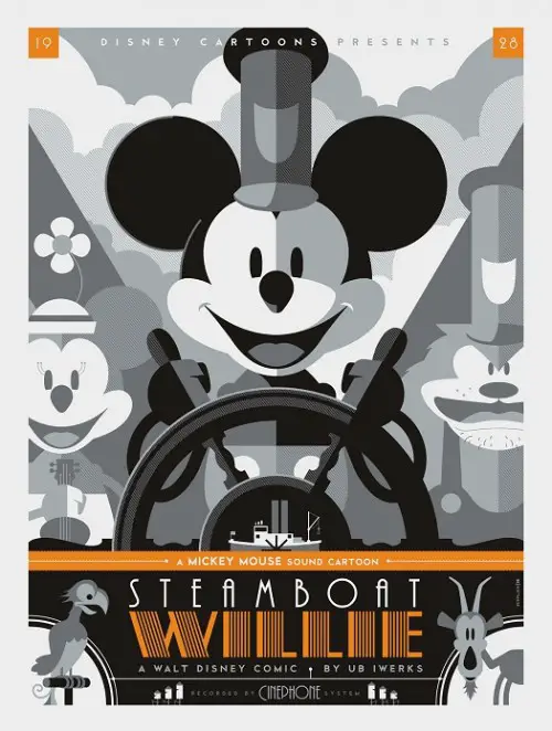Alamo Drafthouse Steamboat Willie Poster by Tom Whalen