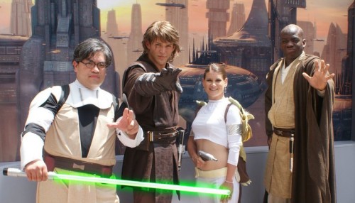Aljon, Anakin Skywalker, Kristen and Mace Windu at Star Wars Weekends