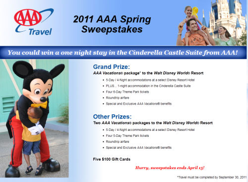 2011 AAA Spring Sweepstakes - Win a trip to Walt Disney World