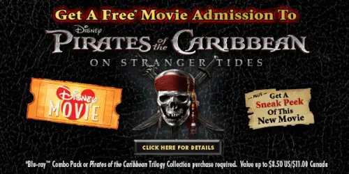 Free* Movie Admission To Pirates Of The Caribbean On Stranger Tides!