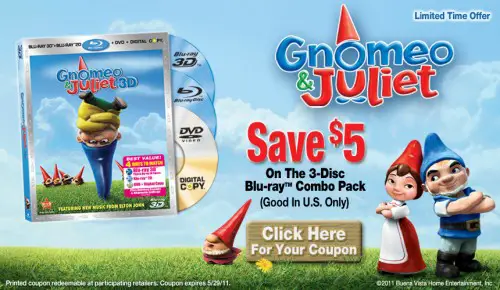 Gnomeo & Juliet: Save $5 on the 3-Disc Blu-ray Combo Pack