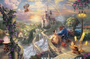Thomas Kinkade New Disney Dreams Collection Release 'Beauty and the Beast Falling in Love'