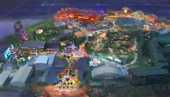Birdseye View of New Lands Coming to Disney California Adventure Park at Disneyland Resort