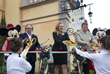 Chef Joachim Splichal, Founder of Patina Restaurant Group; Erin Youngs, Vice President of Epcot; and Nick Valenti, CEO of Patina Restaurant Group, Cut the Ribbon to Open Tutto Italia, Tutto Gusto
