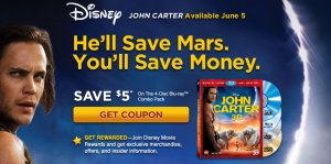 Save $5 off John Carter Bluray/DVD Combo Pack