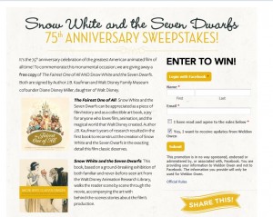 Snow White and the Seven Dwarfs 75th Anniversary Sweepstakes