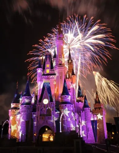 Fireworks in back of Cinderella castle