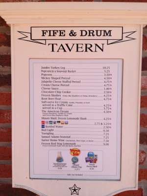 Fife & Drum Tavern Menu