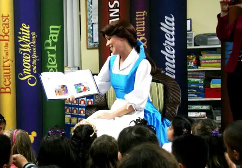 Belle reads to students 