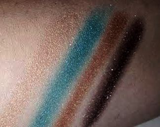 Ariel "Under the Sea Eyes" swatches. From Left to Right High Tide Duo and Coral Reef Duo.