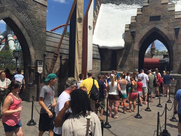 Dragon Challenge Line for the lockers, Picture by Touring Plans