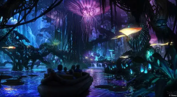Concept art for the Pandora: World of Avatar ride called "Avatar Flight of Passage"