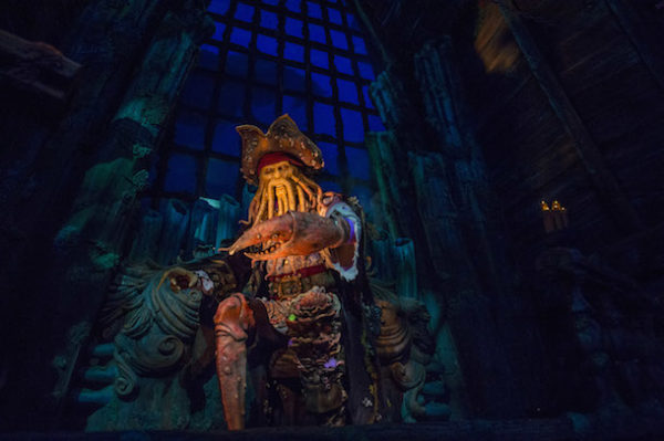 Pirates of the Caribbean: Battle for the Sunken Treasure is a spectacular boat ride that takes guests on an adventure with Captain Jack Sparrow and cohorts like Davy Jones at Shanghai Disneyland. As they journey along the Battle for the Sunken Treasure, their boats will spin and move in synchronization as they travel through breathtaking scenes and lively battles. A hallmark at Disney theme parks, "Pirates of the Caribbean" has thrilled guests with its scallywags and adventures around the world. (Ryan Wendler, photographer)