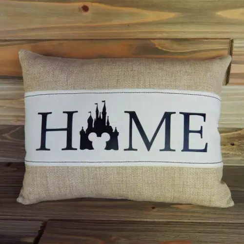 Burlap Disney HOME Pillow