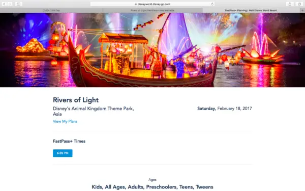 Rivers of Light FastPass+ Now Available