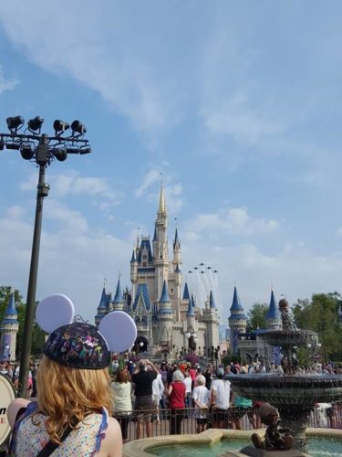 US Navy Blue Angels fly over the Magic Kingdom