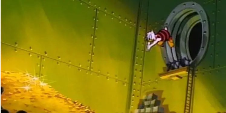 Scrooge McDuck Diving into Money Bin