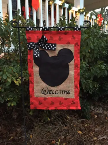 Mickey Mouse Embroidered Burlap Flag