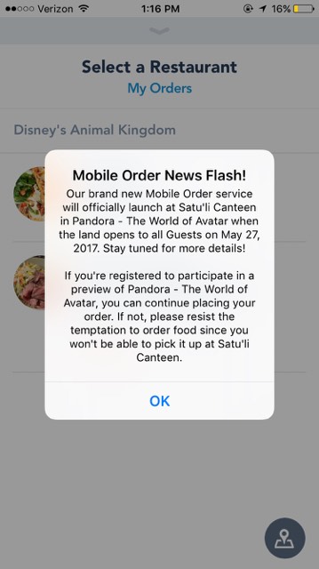 New Update for My Disney Experience App - Now Order and Pay For Food From Your Phone