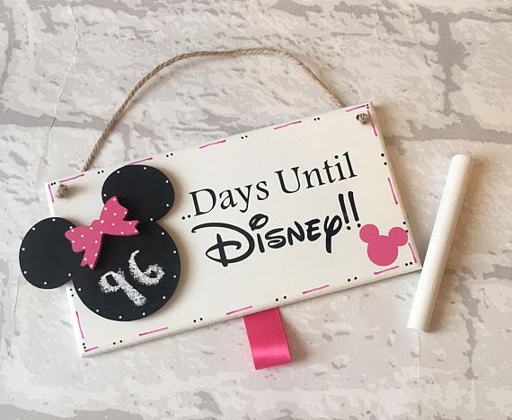 Charming Wooden Disney Countdown Mickey Chalkboard Sign