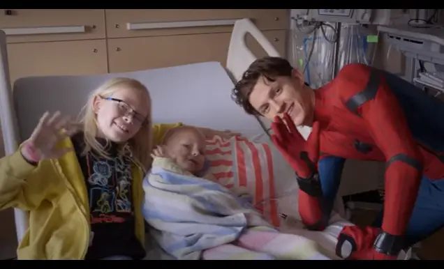 Tom Holland Visits Children's Hospital Los Angeles In Full Spider-Man Outfit