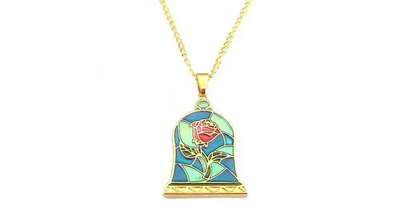 Stained Glass Enchanted Rose Necklace