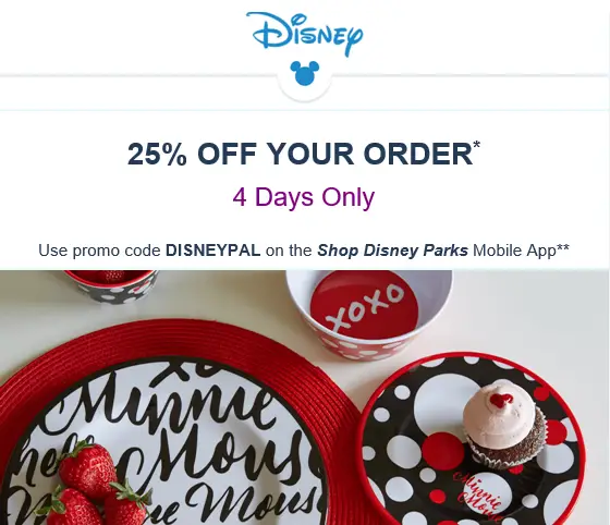 Shop Disney Parks Mobile App Offering 25% Off For Next Four Days