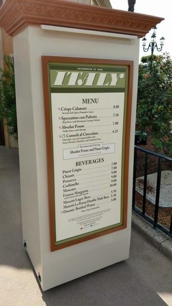 New Items Added To The Pizza Window Menu At Via Napoli In EPCOT