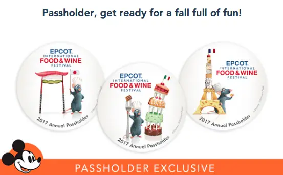 Annual Passholder Exclusive Buttons Available During Food and Wine Festival