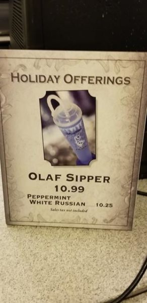 Peppermint White Russians and Olaf Frozen Sippers Available During Sunset Seasons Greetings