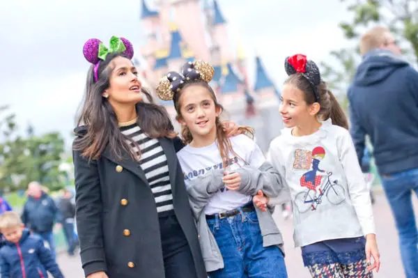 Salma Hayek Makes a Holiday Visit to Disneyland Paris