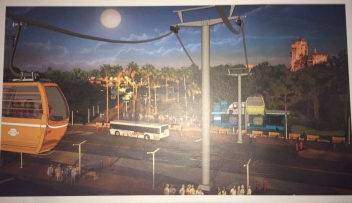 New Skyliner Gondola System Concept Art For Hollywood Studios and Epcot Stations And Logo