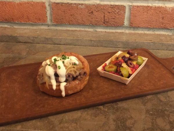 NEW Food: Coffee-Rubbed Rib-Eye Steak Puff with Olive Salad at Baseline Taphouse