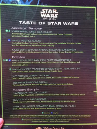 Star Wars Dining! - Star Wars Day at Sea – Disney Cruise Line