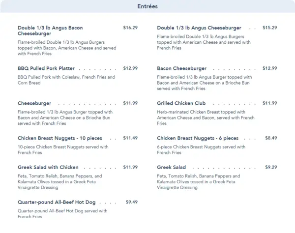 Lunch and Dinner Menu Changes At Cosmic Ray's Starlight Café In Magic Kingdom