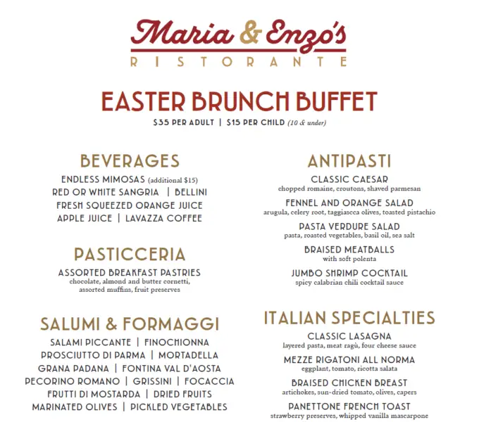 Celebrate Easter Brunch at Maria & Enzo's at Disney Springs