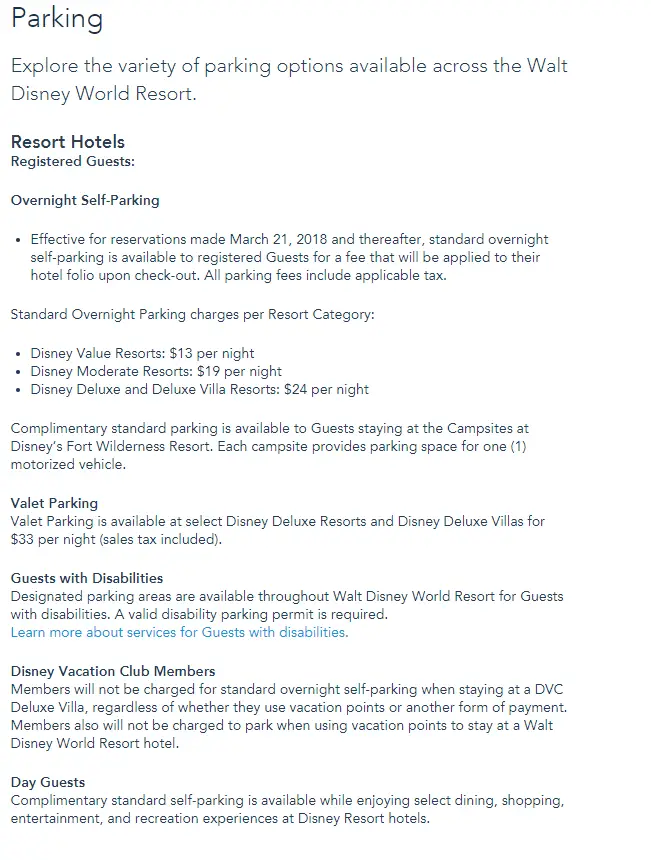 Walt Disney World Resorts Will Start Charging For Overnight Parking